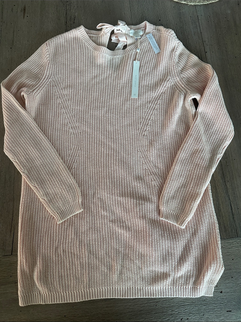 NWT Caslon Light Pink Knit Sweater Dress with Back Tie